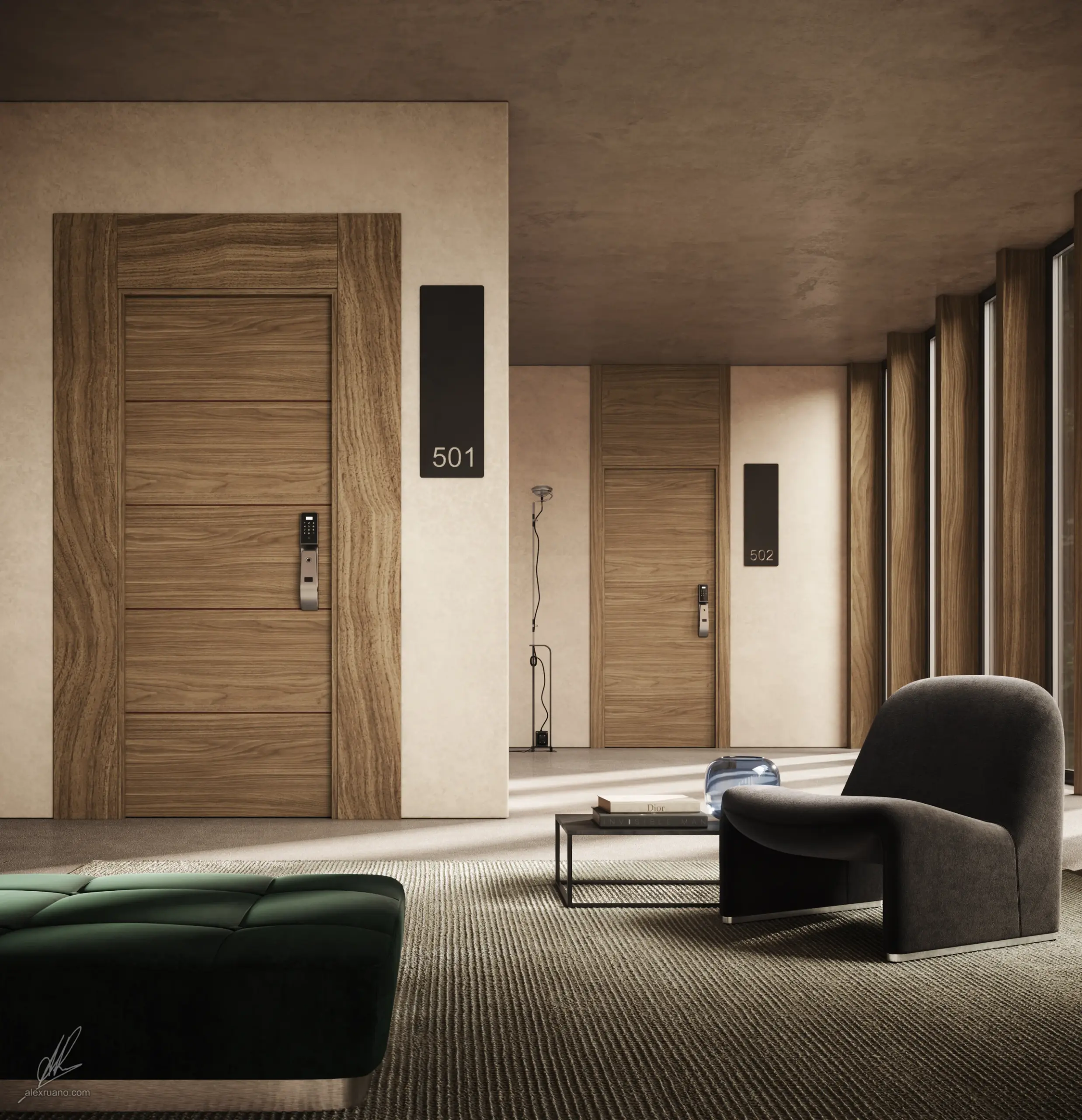 Portes intérieures dans un couloir